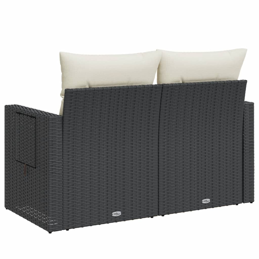 Tuinbank 2-zits met kussens poly rattan zwart is nu te koop bij PeponiXL, paradijselijk wonen!