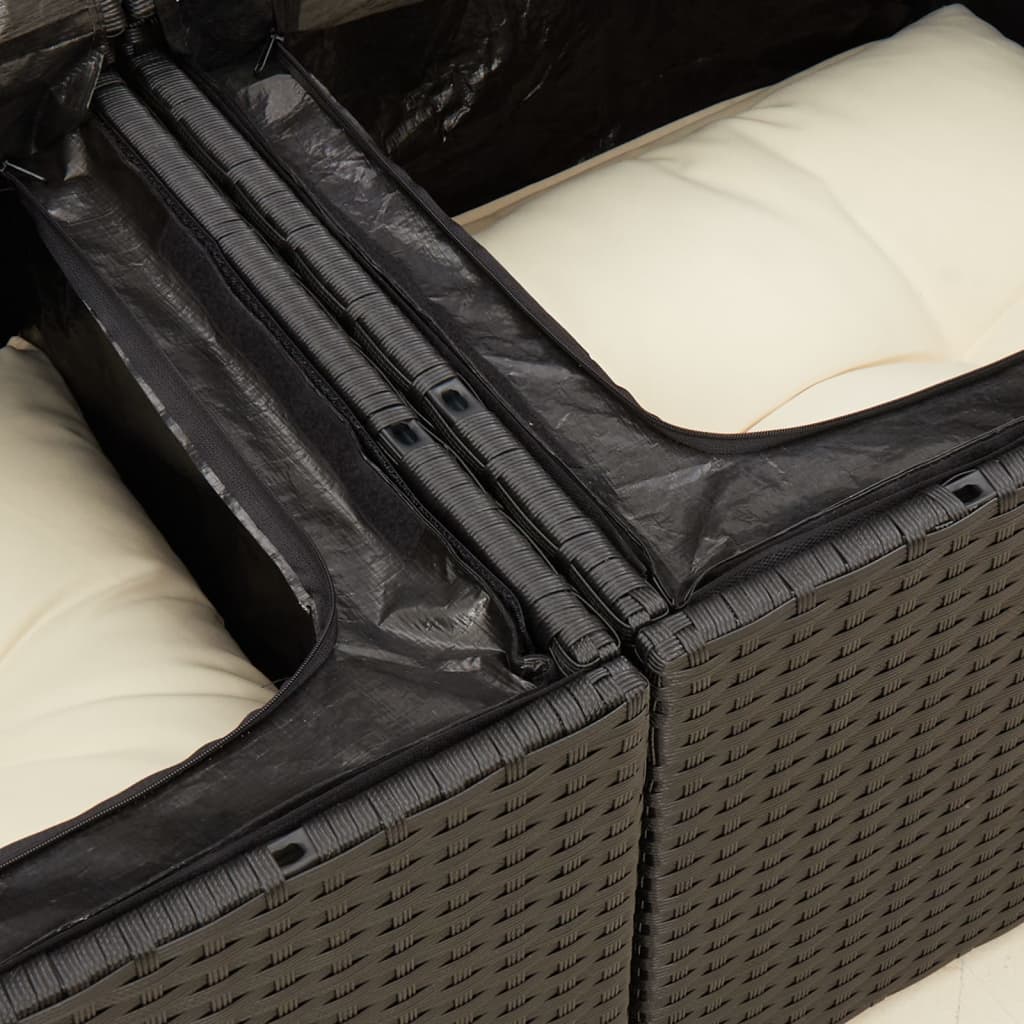 Tuinbank 2-zits met kussens poly rattan zwart is nu te koop bij PeponiXL, paradijselijk wonen!