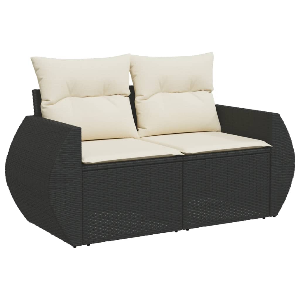 Tuinbank 2-zits met kussens poly rattan zwart is nu te koop bij PeponiXL, paradijselijk wonen!