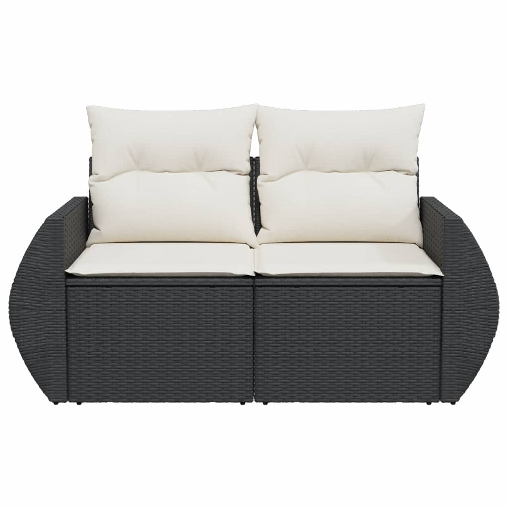 Tuinbank 2-zits met kussens poly rattan zwart is nu te koop bij PeponiXL, paradijselijk wonen!