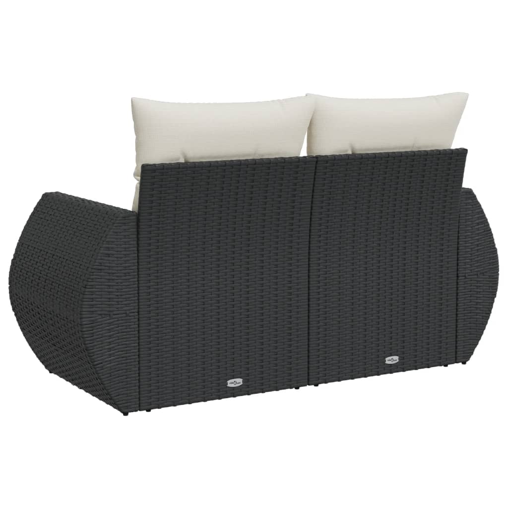 Tuinbank 2-zits met kussens poly rattan zwart is nu te koop bij PeponiXL, paradijselijk wonen!