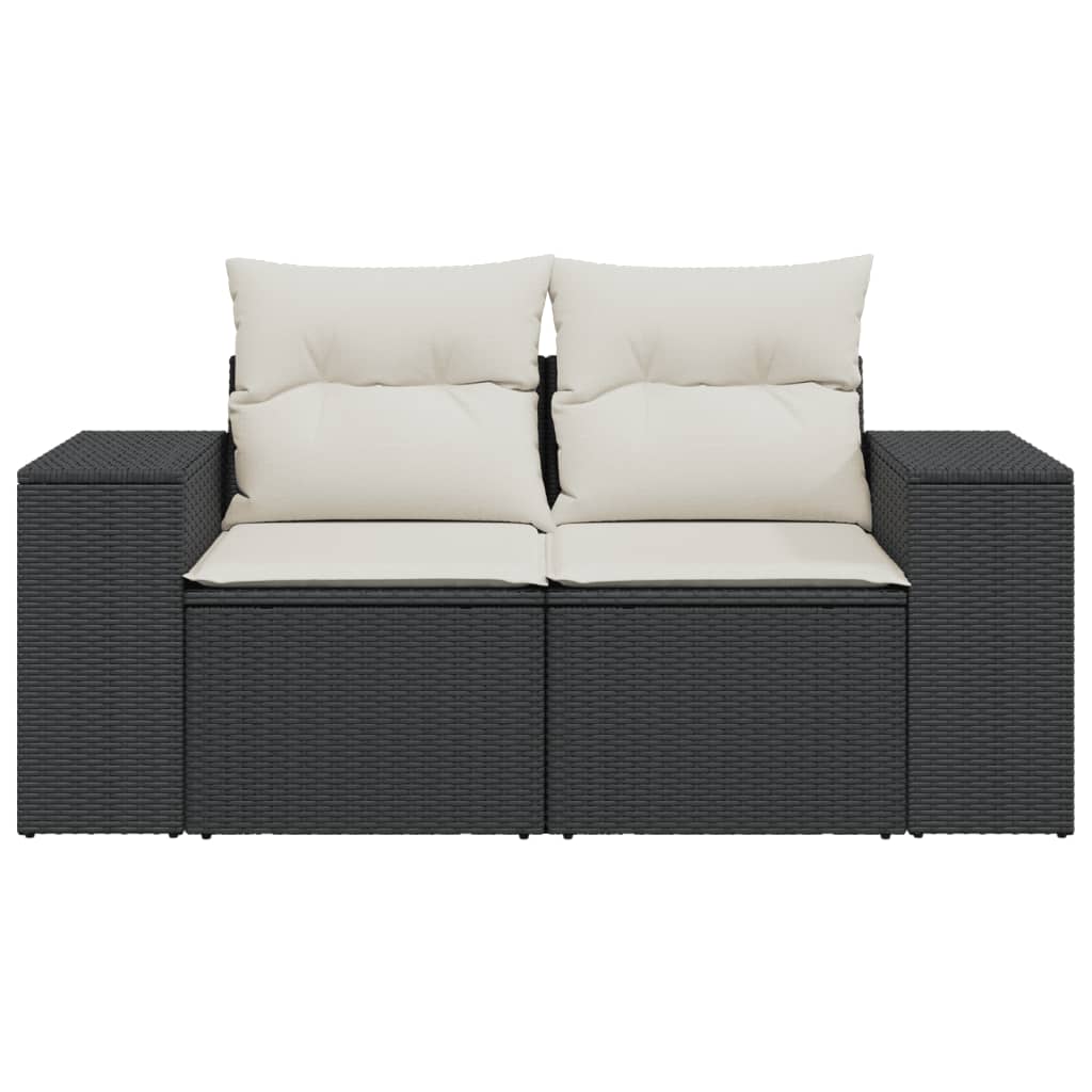 Tuinbank 2-zits met kussens poly rattan zwart is nu te koop bij PeponiXL, paradijselijk wonen!
