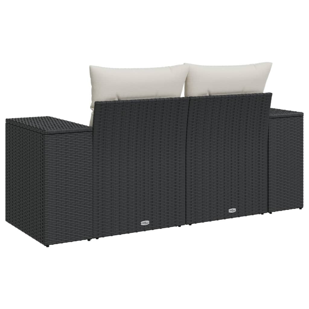 Tuinbank 2-zits met kussens poly rattan zwart is nu te koop bij PeponiXL, paradijselijk wonen!