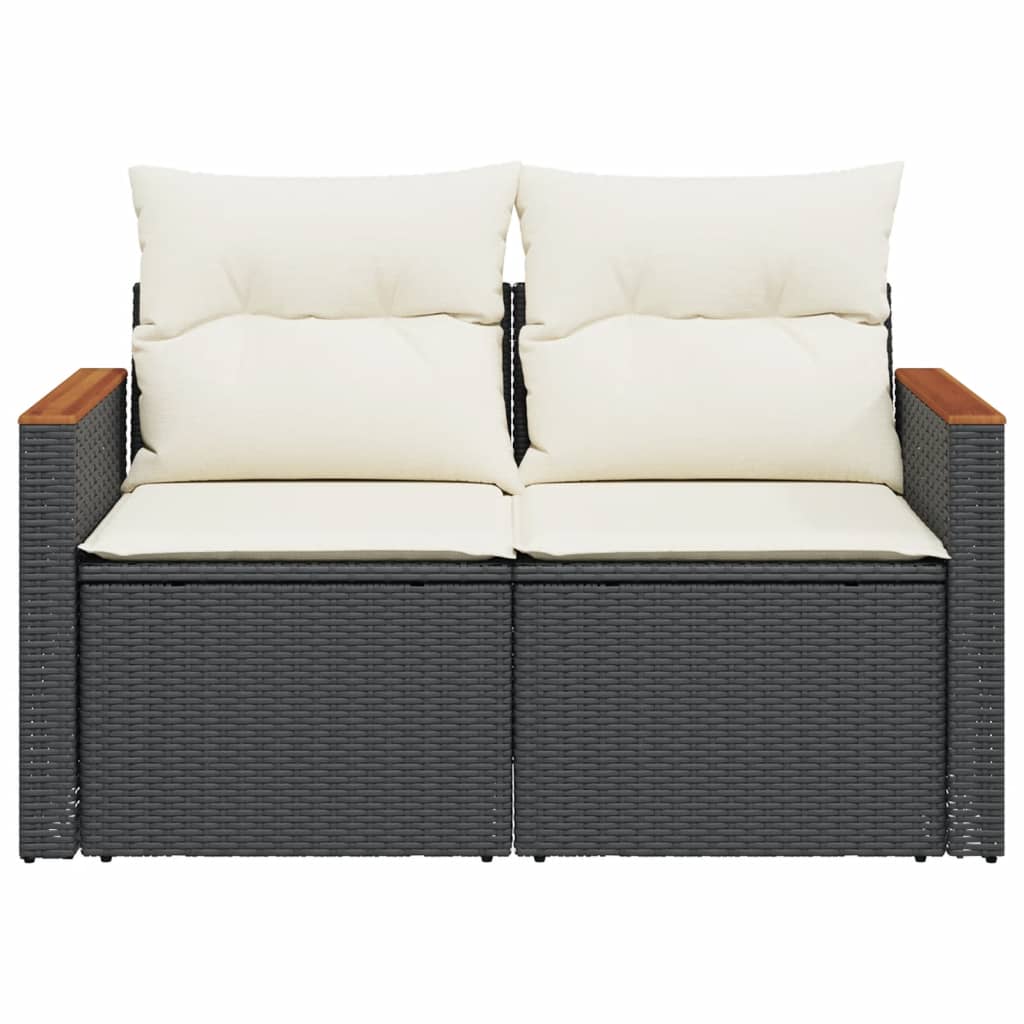 Tuinbank 2-zits met kussens poly rattan zwart is nu te koop bij PeponiXL, paradijselijk wonen!