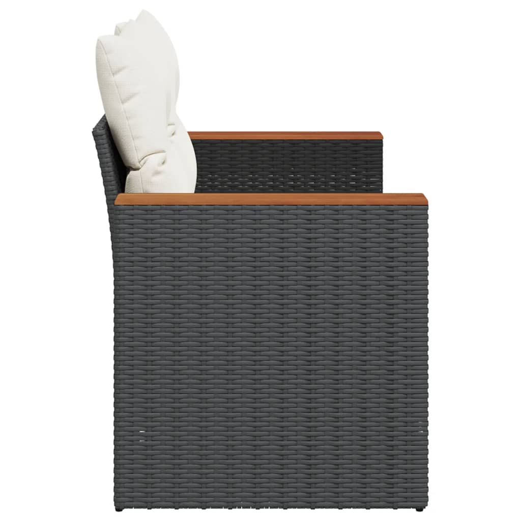 Tuinbank 2-zits met kussens poly rattan zwart is nu te koop bij PeponiXL, paradijselijk wonen!