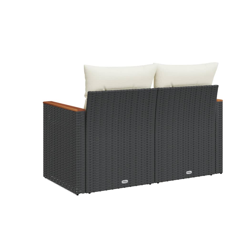 Tuinbank 2-zits met kussens poly rattan zwart is nu te koop bij PeponiXL, paradijselijk wonen!