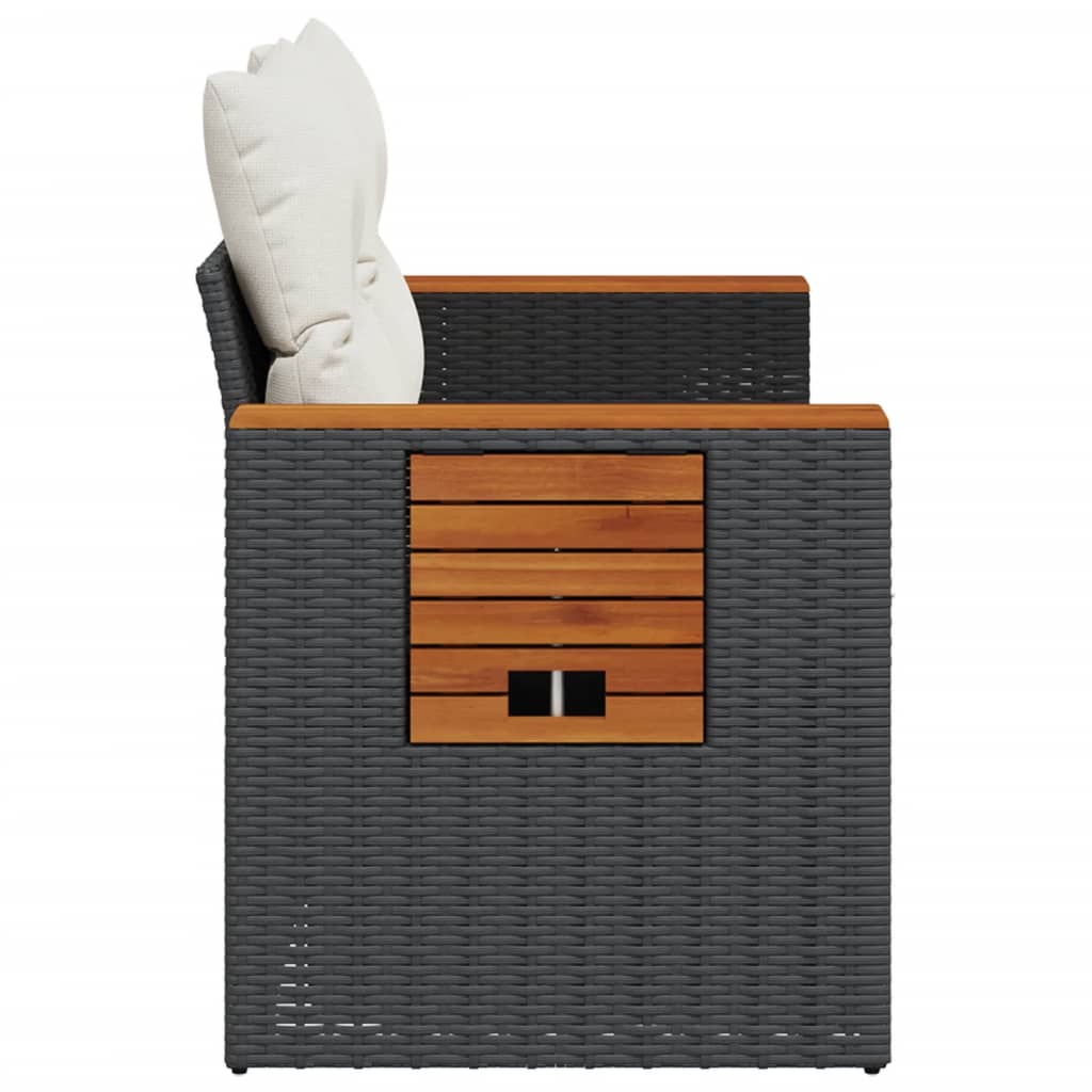 Tuinbank 2-zits met kussens poly rattan zwart is nu te koop bij PeponiXL, paradijselijk wonen!