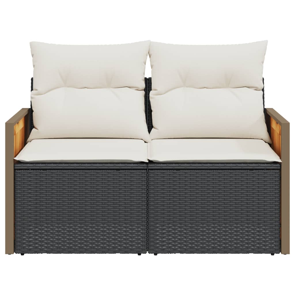 Tuinbank 2-zits met kussens poly rattan zwart is nu te koop bij PeponiXL, paradijselijk wonen!