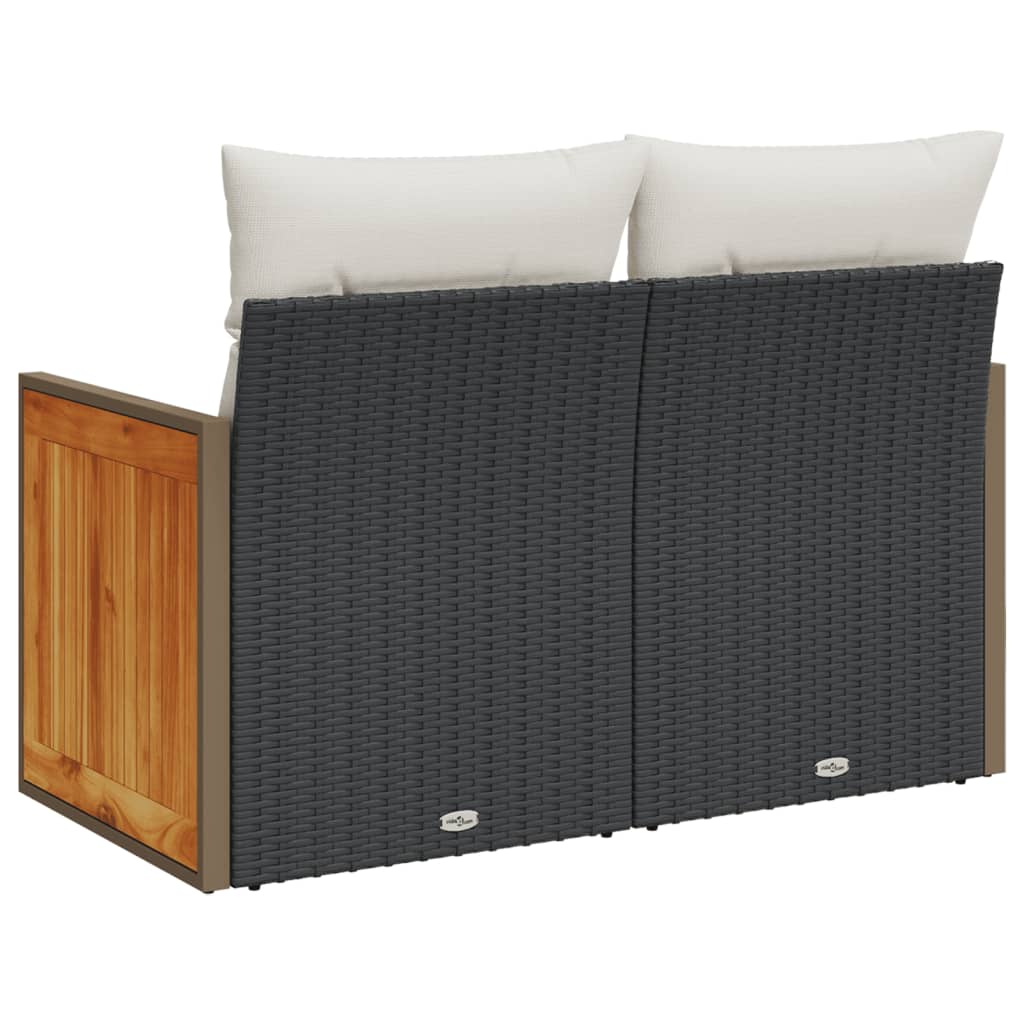 Tuinbank 2-zits met kussens poly rattan zwart is nu te koop bij PeponiXL, paradijselijk wonen!