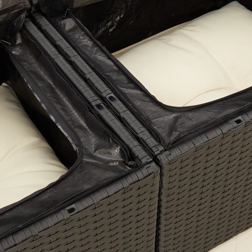 Tuinbank 2-zits met kussens poly rattan zwart is nu te koop bij PeponiXL, paradijselijk wonen!