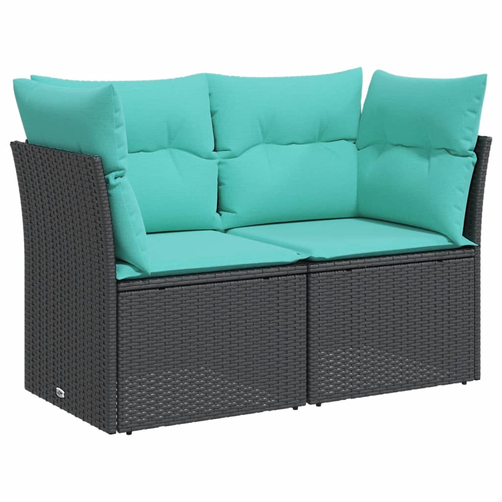 Tuinbank 2-zits met kussens poly rattan zwart is nu te koop bij PeponiXL, paradijselijk wonen!