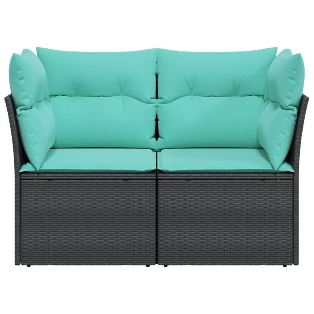 Tuinbank 2-zits met kussens poly rattan zwart is nu te koop bij PeponiXL, paradijselijk wonen!