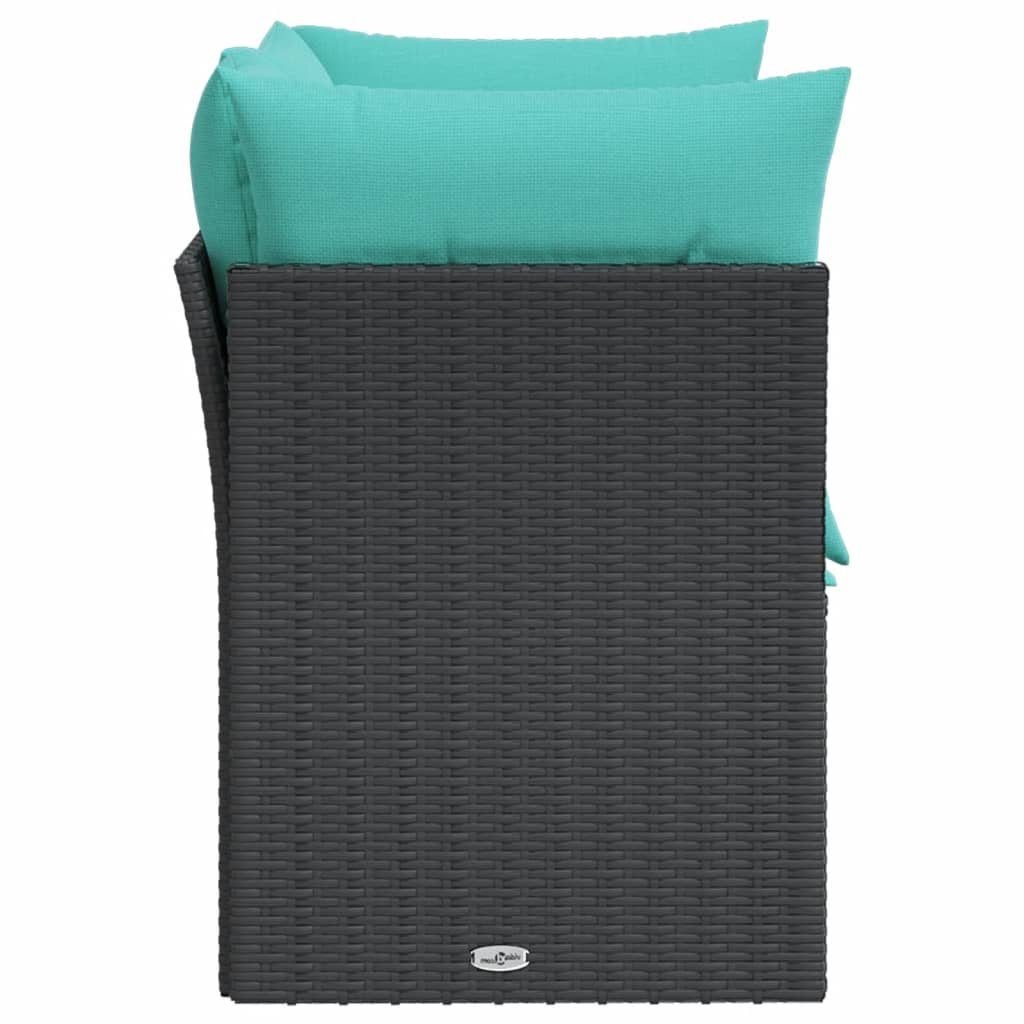Tuinbank 2-zits met kussens poly rattan zwart is nu te koop bij PeponiXL, paradijselijk wonen!