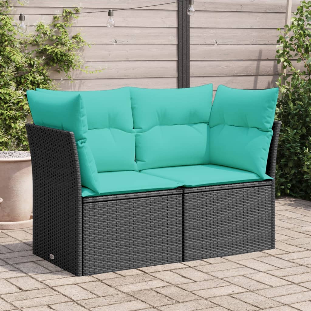 Tuinbank 2-zits met kussens poly rattan zwart is nu te koop bij PeponiXL, paradijselijk wonen!