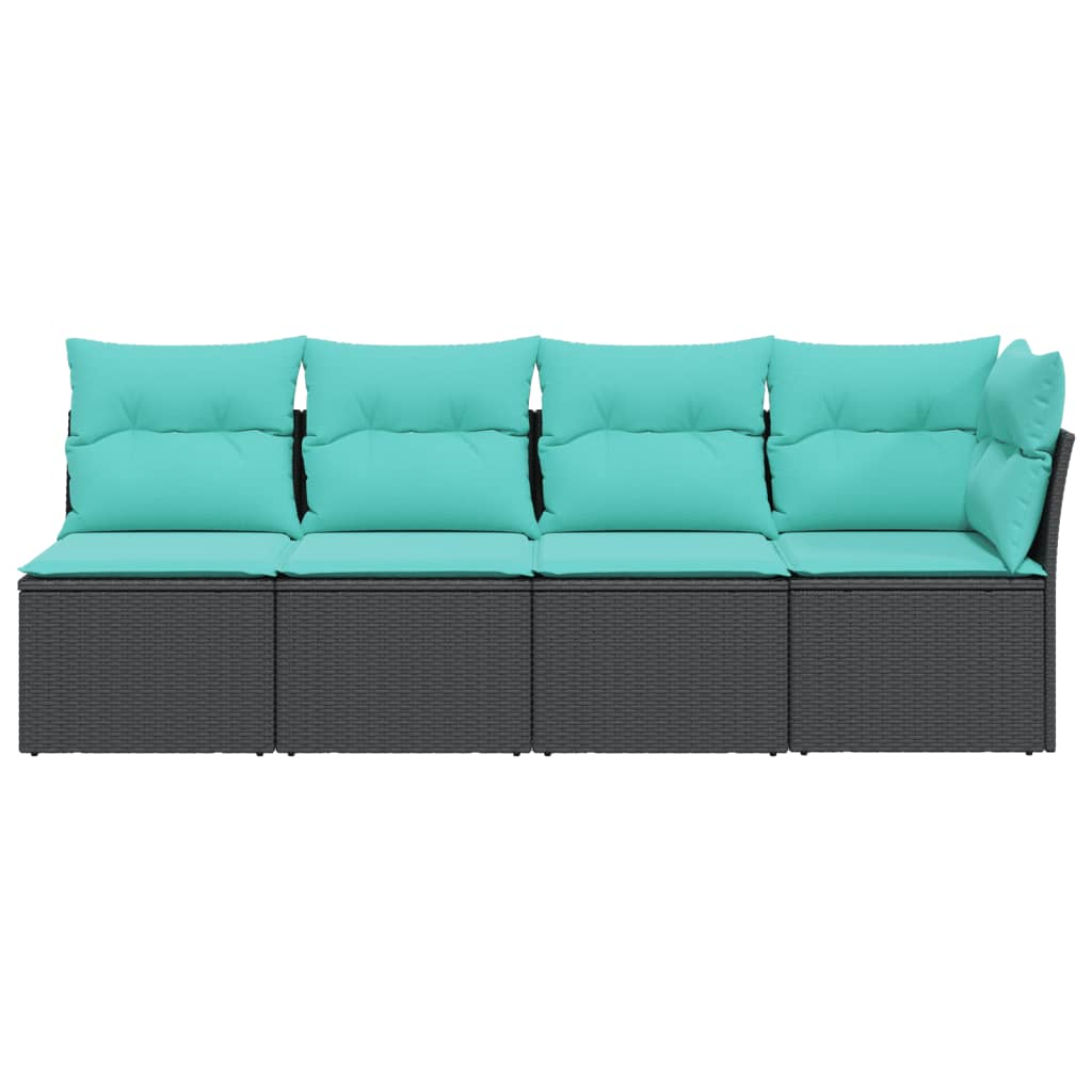 Tuinbank 4-zits met kussens poly rattan zwart is nu te koop bij PeponiXL, paradijselijk wonen!