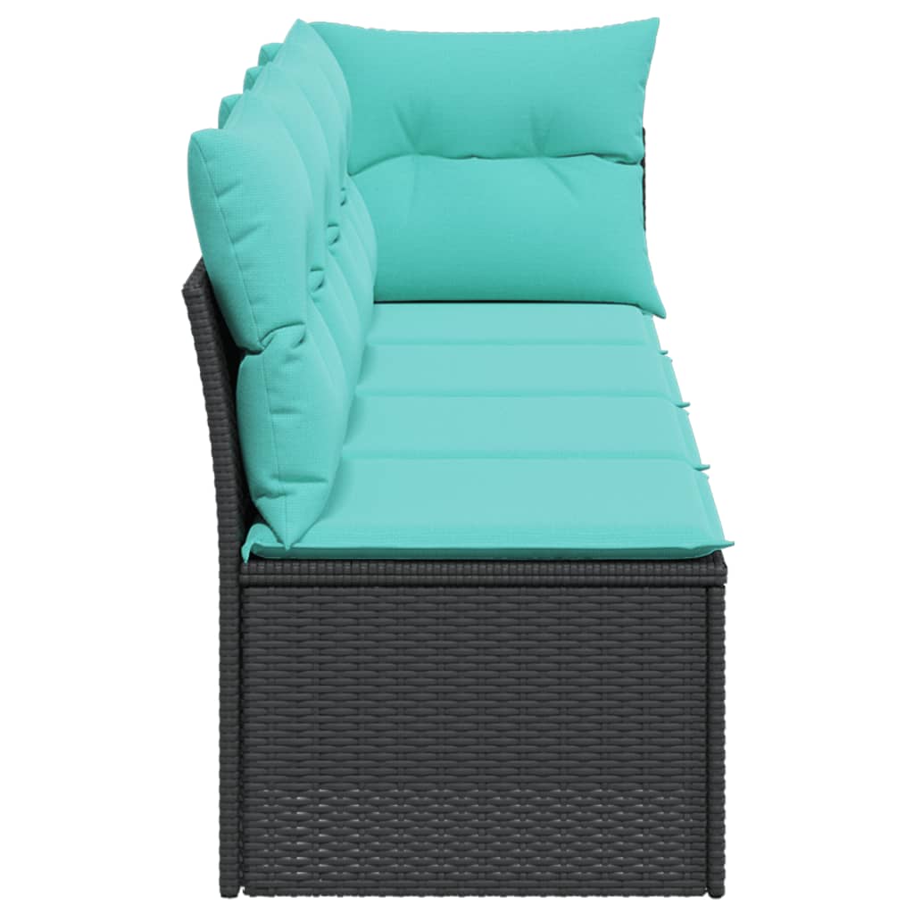 Tuinbank 4-zits met kussens poly rattan zwart is nu te koop bij PeponiXL, paradijselijk wonen!