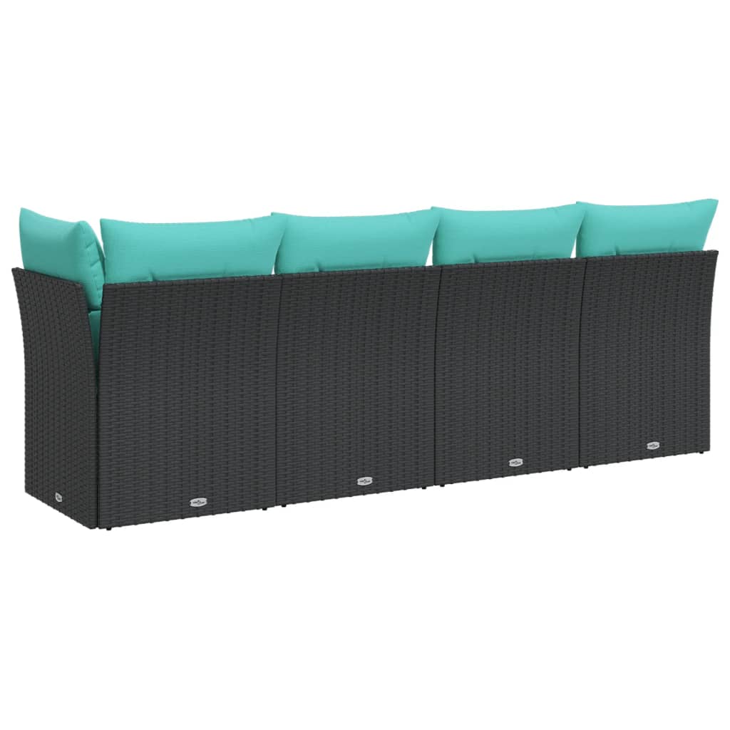 Tuinbank 4-zits met kussens poly rattan zwart is nu te koop bij PeponiXL, paradijselijk wonen!