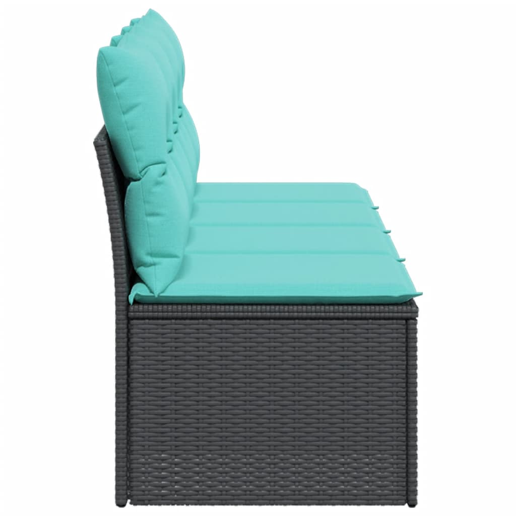 Tuinbank 4-zits met kussens poly rattan zwart is nu te koop bij PeponiXL, paradijselijk wonen!