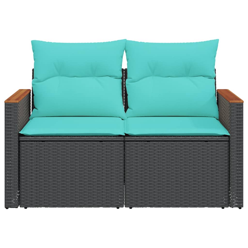 Tuinbank met kussens 2-zits poly rattan zwart is nu te koop bij PeponiXL, paradijselijk wonen!