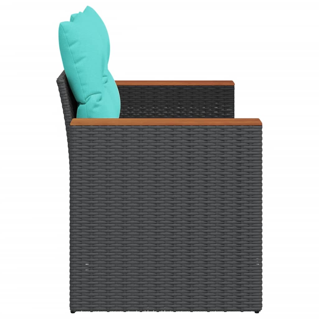 Tuinbank met kussens 2-zits poly rattan zwart is nu te koop bij PeponiXL, paradijselijk wonen!
