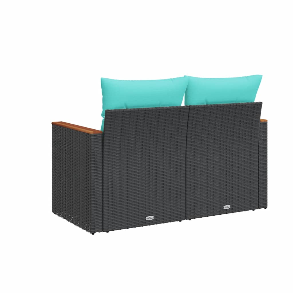 Tuinbank met kussens 2-zits poly rattan zwart is nu te koop bij PeponiXL, paradijselijk wonen!