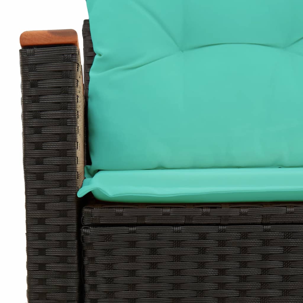 Tuinbank met kussens 2-zits poly rattan zwart is nu te koop bij PeponiXL, paradijselijk wonen!
