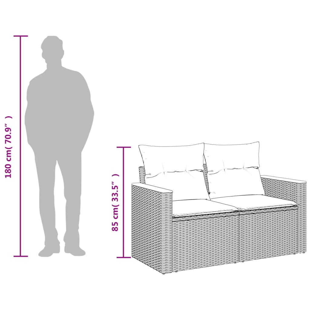 Tuinbank met kussens 2-zits poly rattan zwart is nu te koop bij PeponiXL, paradijselijk wonen!