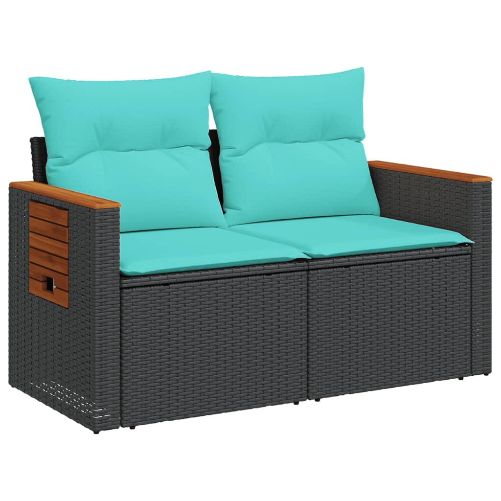 Tuinbank met kussens 2-zits poly rattan zwart is nu te koop bij PeponiXL, paradijselijk wonen!
