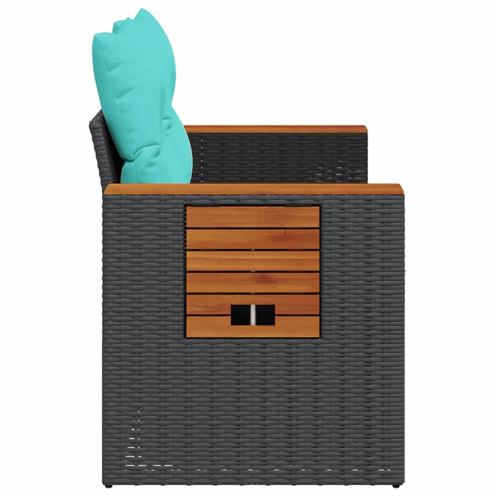 Tuinbank met kussens 2-zits poly rattan zwart is nu te koop bij PeponiXL, paradijselijk wonen!