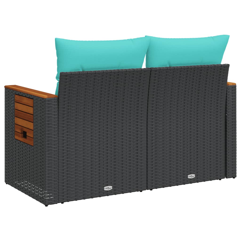 Tuinbank met kussens 2-zits poly rattan zwart is nu te koop bij PeponiXL, paradijselijk wonen!