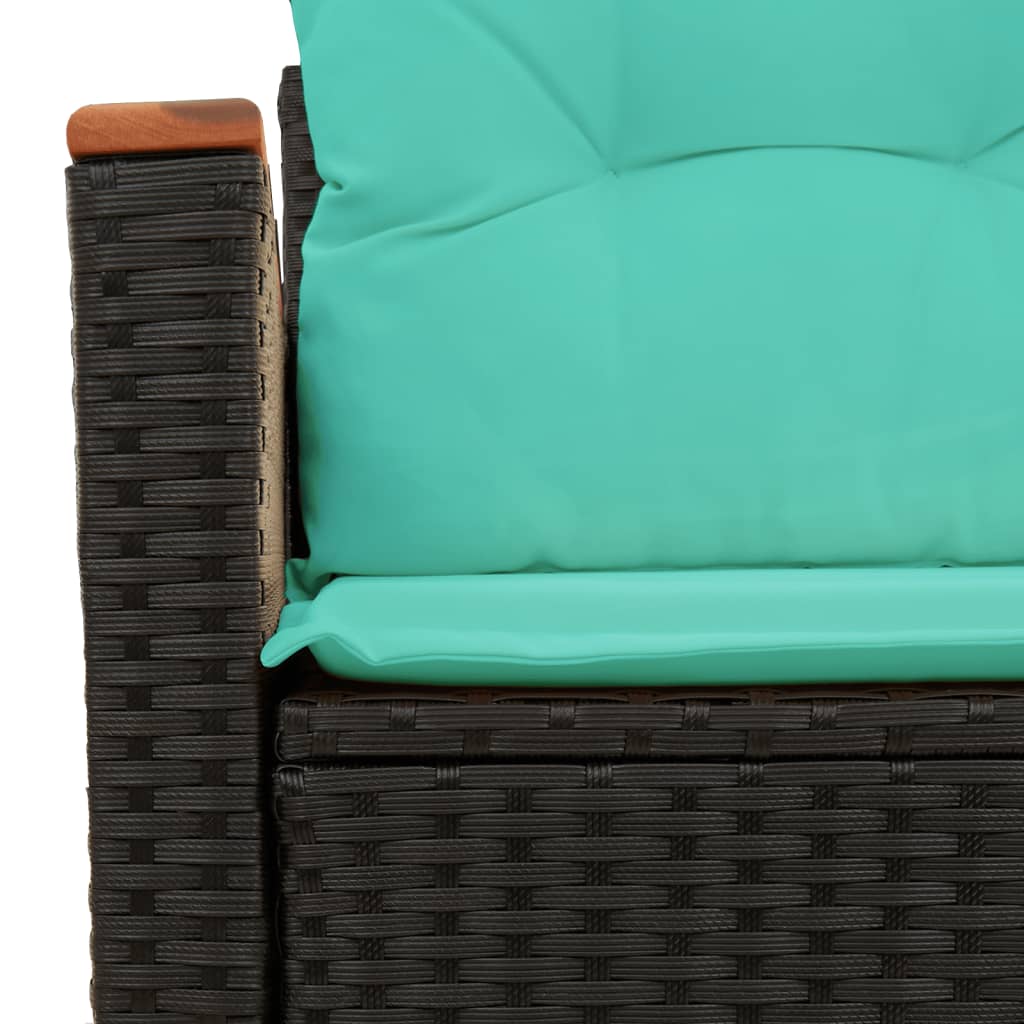 Tuinbank met kussens 2-zits poly rattan zwart is nu te koop bij PeponiXL, paradijselijk wonen!