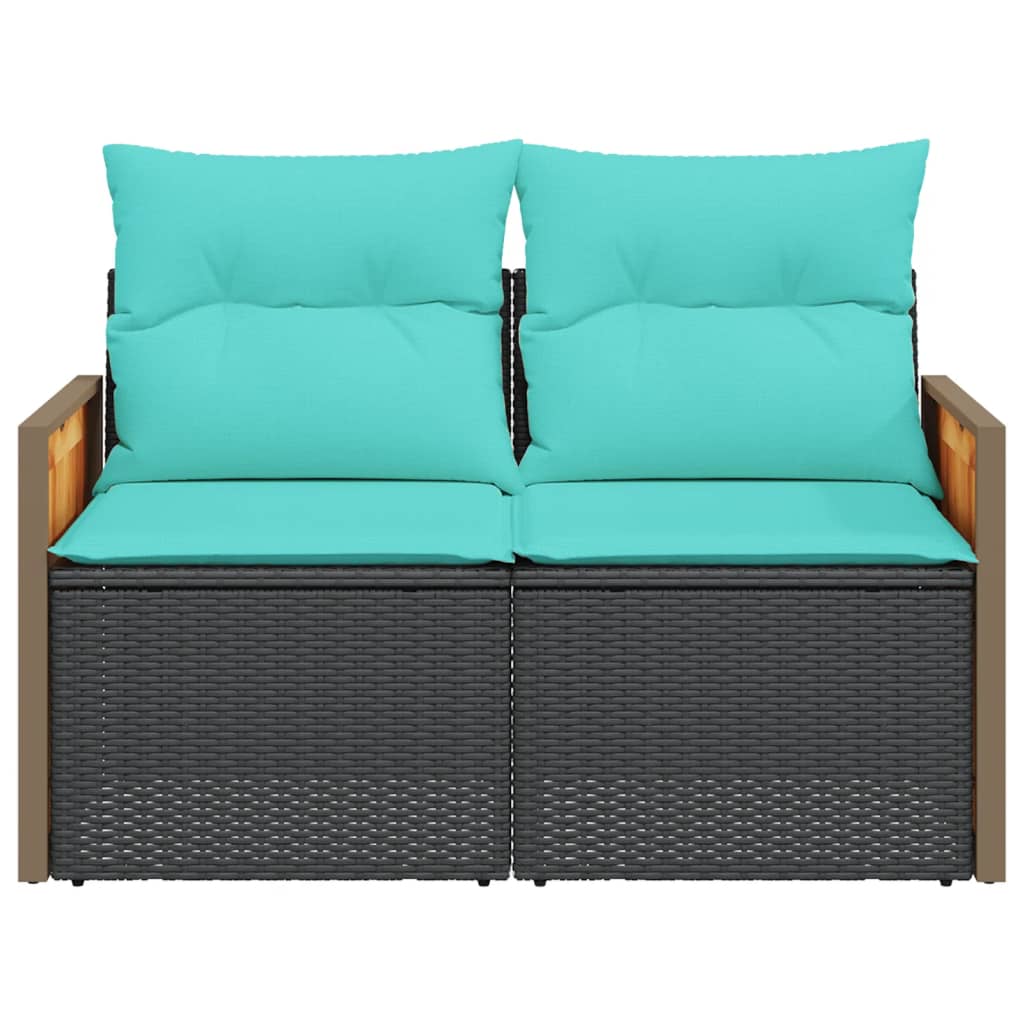 Tuinbank met kussens 2-zits poly rattan zwart is nu te koop bij PeponiXL, paradijselijk wonen!
