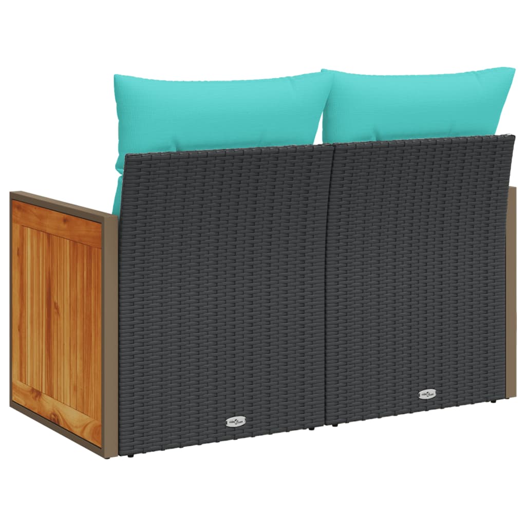 Tuinbank met kussens 2-zits poly rattan zwart is nu te koop bij PeponiXL, paradijselijk wonen!