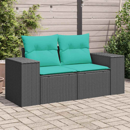 Tuinbank 2-zits met kussens poly rattan zwart is nu te koop bij PeponiXL, paradijselijk wonen!