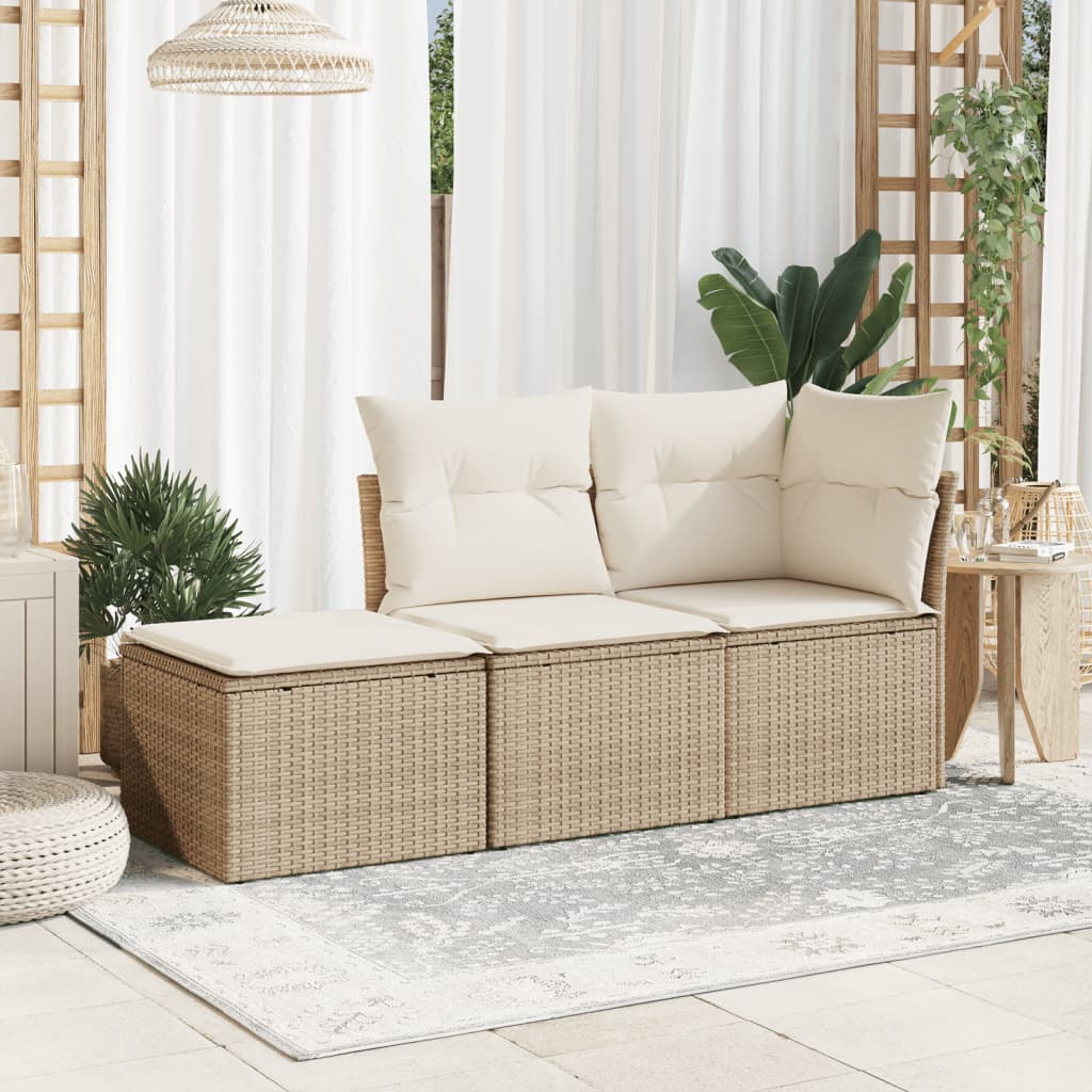 Tuinkruk met kussen 55x55x37 cm poly rattan beige is nu te koop bij PeponiXL, paradijselijk wonen!
