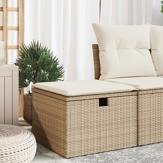 Tuinkruk met kussen 55x55x37 cm poly rattan beige is nu te koop bij PeponiXL, paradijselijk wonen!