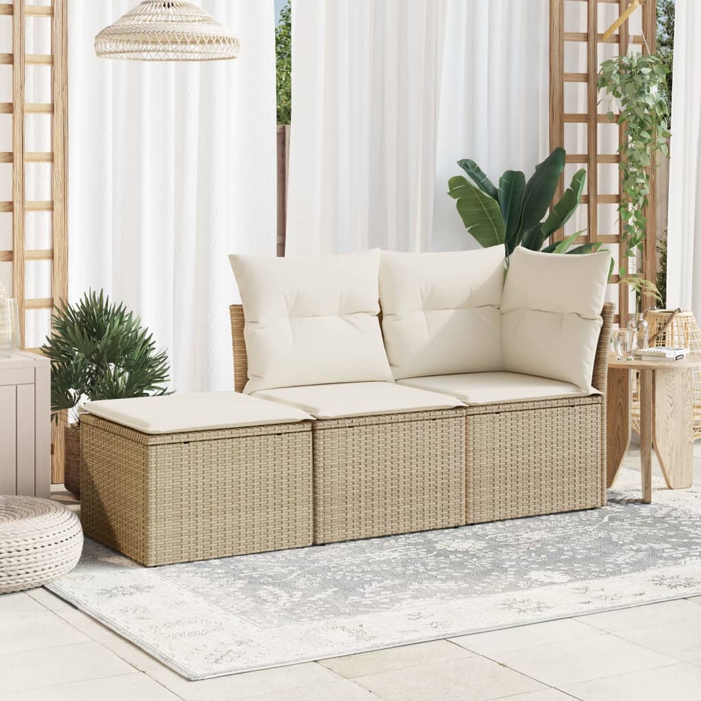Tuinkruk met kussen 55x55x37 cm poly rattan beige is nu te koop bij PeponiXL, paradijselijk wonen!