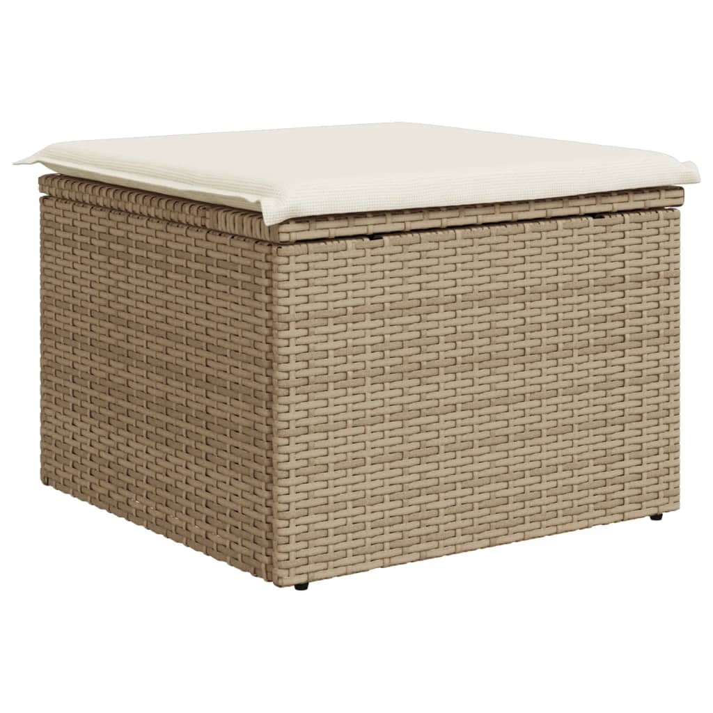 Tuinkruk met kussen 55x55x37 cm poly rattan beige is nu te koop bij PeponiXL, paradijselijk wonen!