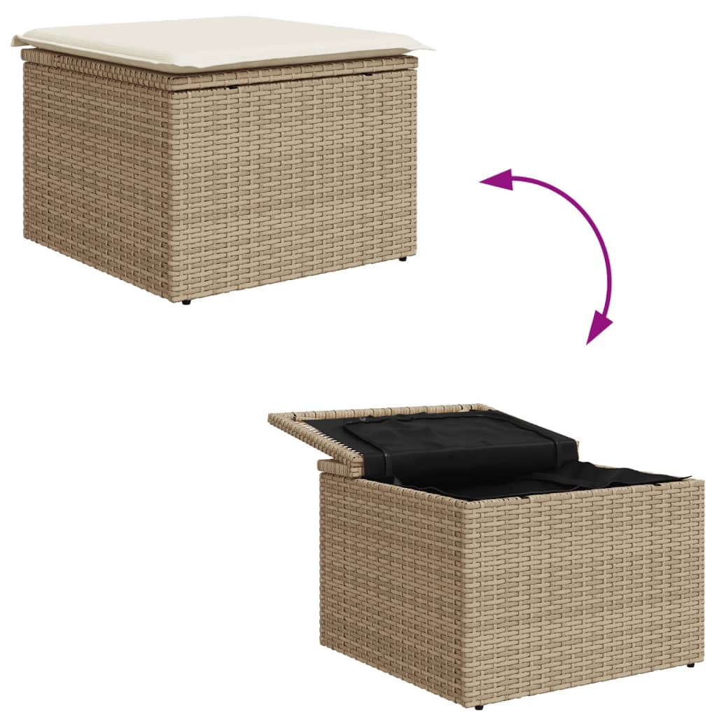 Tuinkruk met kussen 55x55x37 cm poly rattan beige is nu te koop bij PeponiXL, paradijselijk wonen!