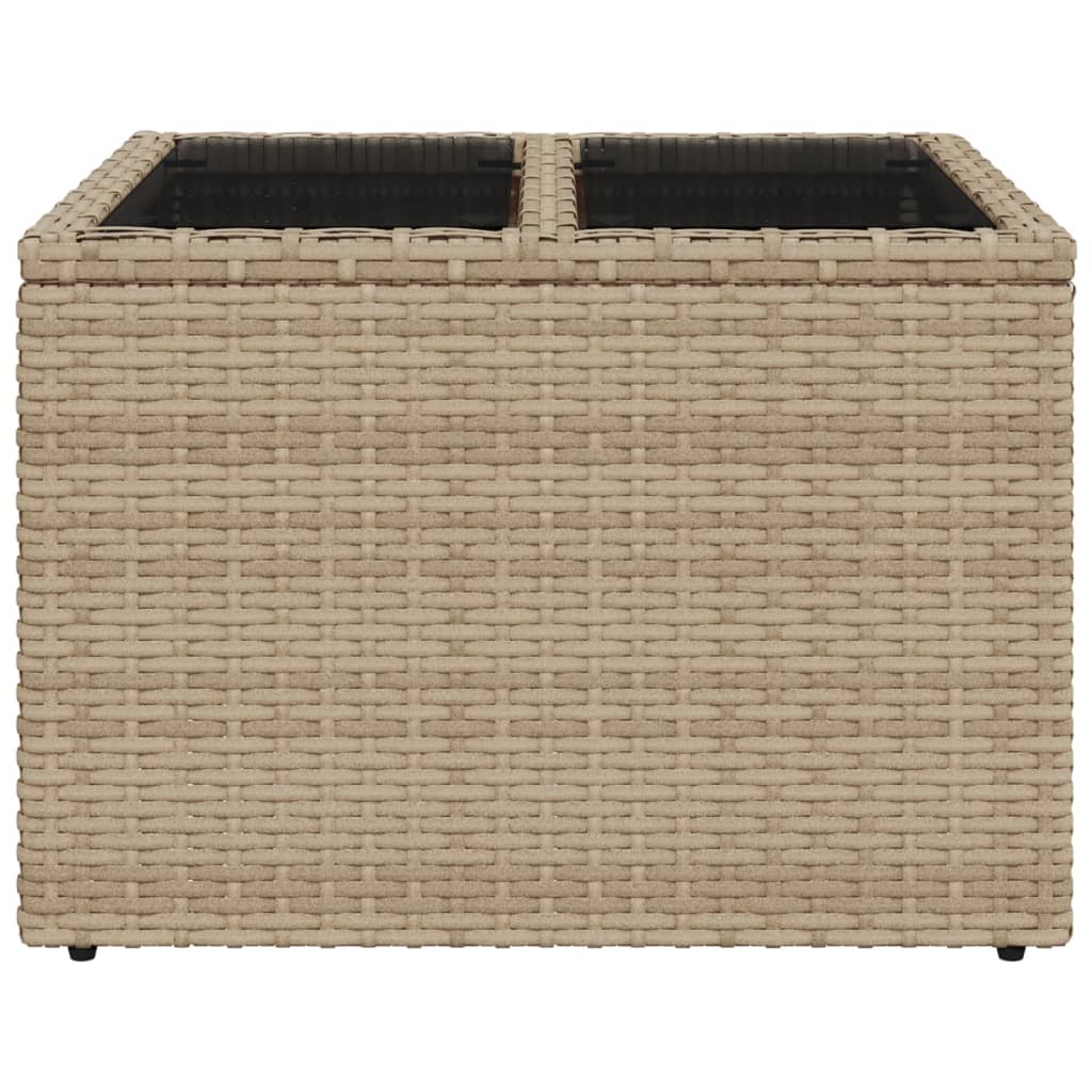 Tuintafel met glazen blad 55x55x37 cm poly rattan beige is nu te koop bij PeponiXL, paradijselijk wonen!