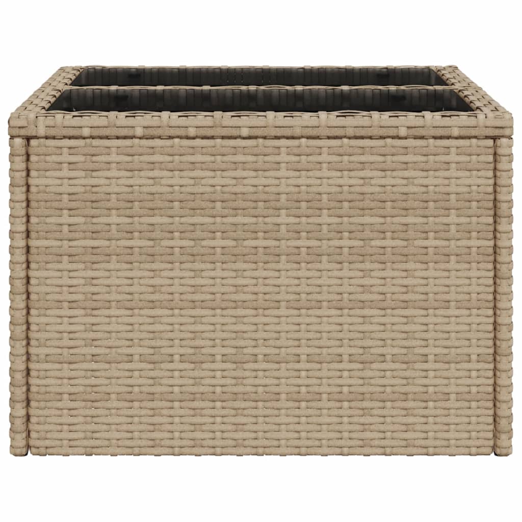 Tuintafel met glazen blad 55x55x37 cm poly rattan beige is nu te koop bij PeponiXL, paradijselijk wonen!