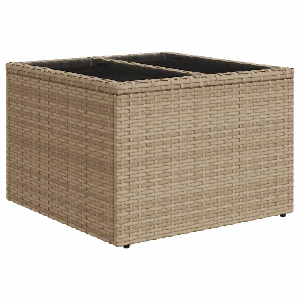 Tuintafel met glazen blad 55x55x37 cm poly rattan beige is nu te koop bij PeponiXL, paradijselijk wonen!