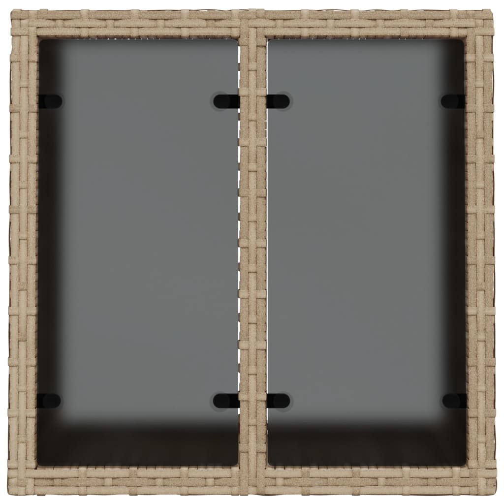 Tuintafel met glazen blad 55x55x37 cm poly rattan beige is nu te koop bij PeponiXL, paradijselijk wonen!