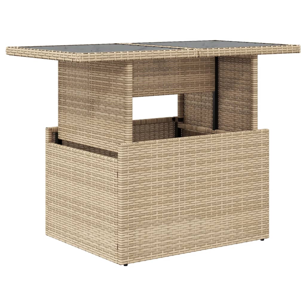 Tuintafel met glazen blad 100x55x73 cm poly rattan beige is nu te koop bij PeponiXL, paradijselijk wonen!