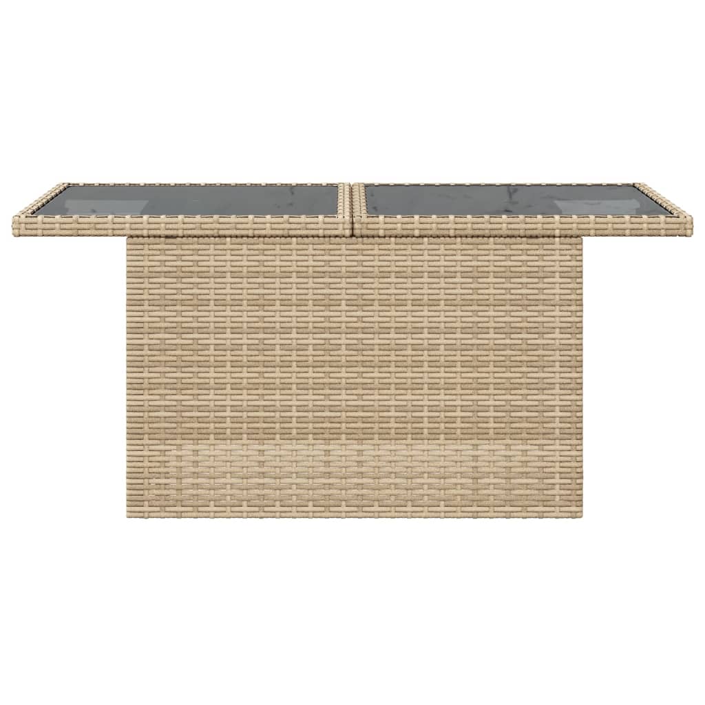 Tuintafel met glazen blad 100x55x73 cm poly rattan beige is nu te koop bij PeponiXL, paradijselijk wonen!