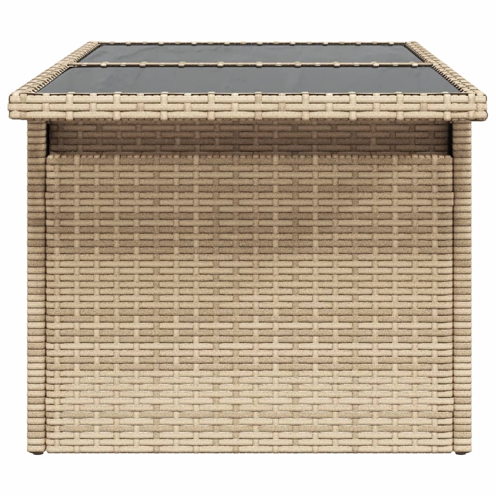 Tuintafel met glazen blad 100x55x73 cm poly rattan beige is nu te koop bij PeponiXL, paradijselijk wonen!