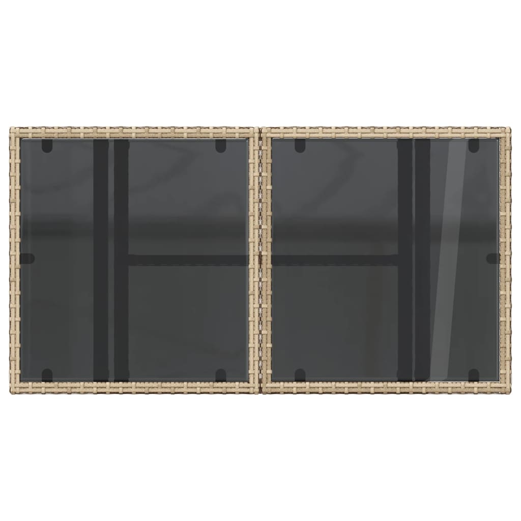 Tuintafel met glazen blad 100x55x73 cm poly rattan beige is nu te koop bij PeponiXL, paradijselijk wonen!