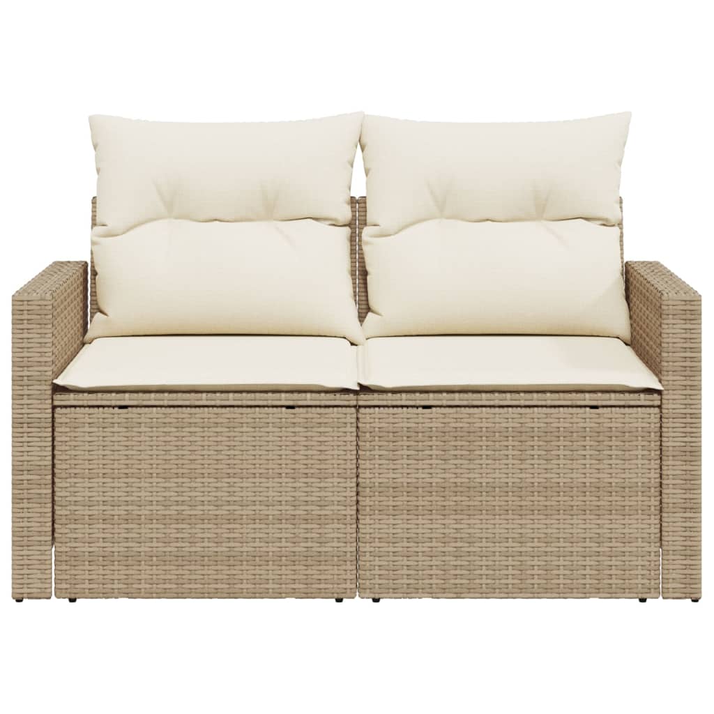 Tuinbank 2-zits met kussens poly rattan beige is nu te koop bij PeponiXL, paradijselijk wonen!