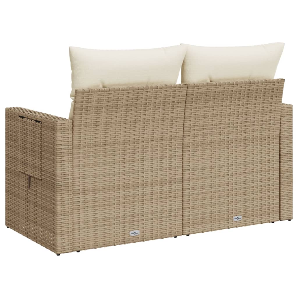 Tuinbank 2-zits met kussens poly rattan beige is nu te koop bij PeponiXL, paradijselijk wonen!