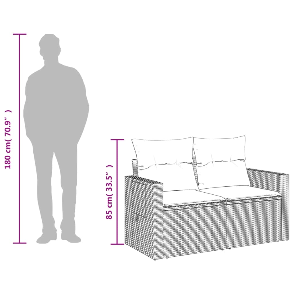 Tuinbank 2-zits met kussens poly rattan beige is nu te koop bij PeponiXL, paradijselijk wonen!